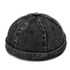 Gorro Liso de Mezclilla Lavada para Hombres y Mujeres, Estilo Callejero Personalidad Moda Sin Visera Gorro de Propietario, Hip-Hop Moderno Sombrero Dandi