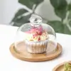 Nova Bandeja de Madeira Estilo Minimalista com Tampa de Vidro Transparente à Prova de Poeira, Prato Criativo para Bolo, Mesa de Sobremesas, Prato de Frutas Multi-Tamanho