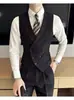 Chaleco para Traje Hombres y Mujeres Estilo Neutro Canalla Guapo Gama Alta Solapa de Arma Británica Negocios Ajuste Delgado Chaleco Traje Chaleco Casual