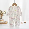 Mameluco de Manga Larga sin Costuras para Bebé Recién Nacido Primavera y Verano Algodón Puro Mono de un Solo Lado Atuendo de Verano para Bebé Traje para Gatear