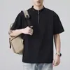 Camisa Polo Casual de Verano 2026 para Hombre, Cuello Alto, Media Cremallera, Peso Pesado, Manga Corta, Holgada, Cuello Redondo