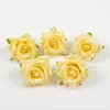 34 tipos de cabezas de flores de rosa amarillas artificiales de seda estilo europeo para horquillas DIY, arreglos florales y decoraciones de gorros de graduación
