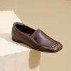 Zapatos de Mujer, Cómodos de Suela Blanda, Estilo Nuevo de Primavera, Zapatos de Cuero con Punta Cuadrada, Mocasines sin Cordones, Zapatos de Mujer, Zapatos de Salón Bajos con Boca Poco Profunda