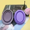 Tigela de Lavagem de Silicone Dobrável Esponja de Pó Tigela de Lavagem Pad Ferramenta Universal de Limpeza de Pincéis de Maquiagem Tigela de Lavagem Oval para Pincéis de Maquiagem