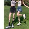 Estilo Americano Chica Sexy Short de Mezclilla Culottes para Mujer Verano 2024 Nuevo Diseño Sentido Cintura Alta Ajustado A-line Pantalones Calientes Modernos