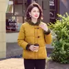 Jaqueta de Algodão Grossa Modeladora com Gola de Pelo Estilo Novo de Inverno para Mãe, Roupas de Algodão Elegantes e Estilosas com Botão de Sapo para Mulheres de Meia-Idade e Idosas