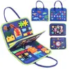 Tablero de fieltro ocupado para educación temprana, tablero de práctica de habilidades para la vida para niños pequeños, tablero de aprendizaje de fieltro para practicar el vestido y abotonar, personalizable
