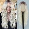 Fabricantes de perucas transfronteiriças atacado mulheres europeias e americanas médio-dividido grande onda longa peruca de cabelo encaracolado perucas entrega de uma peça