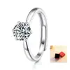 Anillo Clásico Simulado de Seis Garras Anillo Abierto de Diamantes para Mujer Anillo de Nicho de Moissanita Lujo Europeo y Americano Fabricante de Joyería de Comercio Exterior