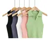 Camiseta Chaleco Polo de Punto sin Mangas para Mujer, Verano, Nuevo, Chic, Temperamento, Corto, Adelgazante, Capa Interior, Base