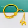 Pulseira Metade com Olho de Gato Banhado a Ouro Moeda dos Cinco Imperadores com Tassel de Cinco Vias Deus da Riqueza Palavras Auspiciosas Fornecimento Atacado