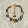 Pulseira de Corda Trançada Estilo Dong Jie para Mulheres, Design de Nicho de Luxo Leve, Sensação Vintage de Alto Padrão, Pulseira de Contas Casual para Férias
