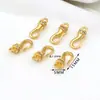 Fecho tipo anzol banhado a ouro 18K com incrustação de diamante, conector de fecho, fecho final para pulseira e colar, acessórios para joias DIY
