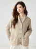 Cárdigan de cachemir tejido a mano con cuello vuelto para mujer, Otoño e Invierno, Abrigo de punto casual holgado adelgazante, Top versátil