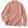 Otoño Invierno Comercio Exterior Ropa Infantil Suéter de Punto Vertical con Cuello Medio Alto Mezcla de Lana Color Sólido Tops para Niños y Niñas Transfronterizo