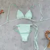 Bikini Mini de Tres Puntos Color Sólido Sexy Espalda Descubierta Traje de Baño de Dos Piezas para Mujer 2026 Nuevo Modelo Bikini Exportación