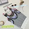 Moda Esportiva de Verão Estilo Coreano Versátil Design Color-Blocking Listrado Regata Curta de Ombro Largo para Mulheres Sem Aro
