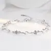 Pulsera de trémolo chapada en plata estilo coreano con cristal azul, para mujer, creativa, moderna, con diamantes, relámpago, personalidad, sencilla
