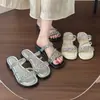 Sandalias de Hada para Playa con Clip, Punta Abierta y Pedrería, con Tacón Bajo, Zapatos Planos de Verano 2026, Chanclas de Nuevo Estilo para Mujer para Usar Afuera