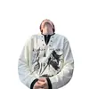Camiseta de manga longa estampada estilo Henley americano, nova coleção primavera 2026, corte solto, visual de duas peças, moletom masculino