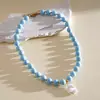 Colar Europeu e Americano Transfronteiriço de Acrílico Geométrico Oval com Contas Corrente Simples Leve de Luxo Nicho para Clavícula Colar Estilo Férias para Mulheres