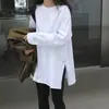 Camiseta de manga larga de algodón puro para mujer, de longitud media, adecuada para primavera y otoño, prenda exterior de moda, camiseta básica, top interior, holgada y elegante, adecuada para personas petite