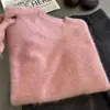 Suéter de Color Sólido de Lana Pura para Mujer, Estilo Coreano Holgado, Nueva Moda Otoño e Invierno 2025, Prendas Básicas de Punto Versátiles que Reducen la Edad