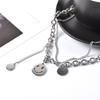 Cadena de joyería de celebridades de Internet coreanas con cara sonriente, collar con personalidad de moda, colgante de doble capa, cadena de clavícula, cadena de suéter, collar, cadena
