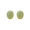 Pendientes de jade hetiano natural con incrustaciones de plata esterlina S925, pendientes tipo botón con superficie de huevo, pendientes retro simples chapados en oro, entrega de una sola pieza a juego
