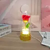 Rosa de Foil Dorado Giratoria Flor Eterna Luz Led, Regalo de San Valentín para Novia, Regalo de Cumpleaños, Adorno de Regalo Creativo