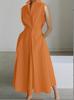 Vestido transfronterizo europeo y americano, novedad de verano 2024, moda de viajero, color sólido, cuello en V, vestido de mujer con botones grandes
