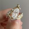 TEMU ventas calientes transfronterizas nuevo anillo de circonita con incrustaciones de perlas de imitación de oro anillo de compromiso para mujer europeo y americano ventas directas de fábrica