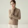 Novo Suéter 100% Caxemira Pura Outono/Inverno para Mulheres, Gola Alta Meia, Manga Longa, Modelagem Justa, Suéter de Tricô