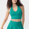 Sujetador deportivo de una pieza estilo europeo y americano transfronterizo con copa fija para mujer, cuello halter de verano, espalda hermosa, top tipo tank top a prueba de impacto para fitness y yoga