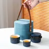 Nuevo Juego de Té Estilo Chino para Hogar Oficina Reunión Invitados Entrada Olla Portátil de Color Degradado con Asa Lateral Taza de Té Kung Fu Caja de Regalo