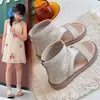 Sandalias de caña alta para niñas 2026 Verano Nuevas Estilo vacacional infantil Zapatos romanos Zapatos de piel de ante para niñas pequeñas
