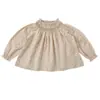 En Stock Primavera/Verano 2026 Conjunto para Niñas Mismo Estilo Bene: Conjunto de Dos Piezas: Camisa de Manga Larga de Algodón Acanalado y Shorts de Algodón y Lino