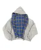 Sudadera con capucha de retazos a cuadros reversible y holgada estilo retro americano para hombre, para Otoño/Invierno 2026, transfronteriza, Amazon Europeo y Americano