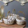 Cesta de flores pequeña portátil de hierro, arreglo floral, cesta de flores secas tejidas de ratán, decoración de sala de estar, accesorios de fotografía, cesta de flores