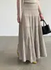 Falda larga elegante Taochuan de estilo coreano con textura plisada y diseño acanalado, falda larga de línea A adelgazante YL139-1