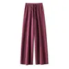 Pantalones de lana gruesa de pierna ancha adelgazantes de talla grande para mujer, otoño e invierno, de cintura alta, corte holgado, pantalones largos de cachemira hasta el suelo