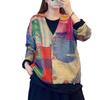 Cardigan Tricotado Estilo Étnico Novo Outono/Inverno 2025 Suéter Quente Feminino Top de Vison Aveludado Estampado Vintage Casaco Feminino