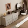 Tocador Integrado de Dormitorio Moderno Escritorio de Maquillaje Retráctil de Esquina Armario de Almacenamiento Simple para Mesita de Noche de Apartamento Pequeño