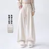 Calças com forro de fleece para meninas, agasalho de inverno, calças glutinosas, novo estilo 2026, calças casuais infantis, para meninas mais velhas, calças de perna larga para outono e inverno