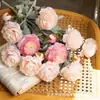 3 flores de lótus artificiais, peônias falsas, arranjos florais decorativos para sala de estar e mesa de jantar, decorações de casamento, adereços para fotografia