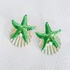 Brincos Estilo Novo Transfronteiriço de Pérola Imitação Estrela do Mar Concha para Mulheres, Brincos de Nicho de Luxo de Alta Qualidade, Acessórios de Orelha Modernos e Elegantes para Mulheres