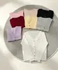Cárdigan de Punto con Cuello en V de Encaje para Mujer Otoño Nuevo Estilo Color Sólido Manga Larga Suéter Top Capa Base Versátil