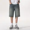Shorts jeans da moda, estilo americano, retrô, azuis, para o verão, respiráveis, versáteis, de alta qualidade, e calça jeans de comprimento médio, estilo cool.