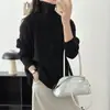 Suéter de punto de estilo simple, nuevo para otoño e invierno, comercio exterior transfronterizo, corte holgado, media cremallera, cuello alto, diseño elegante, suéter para mujer