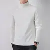 Suéter de una pieza de forro polar barato y grueso, cálido, cuello semi-alto, para hombre, corte ajustado, color liso, jersey, camiseta base de punto, venta al por mayor